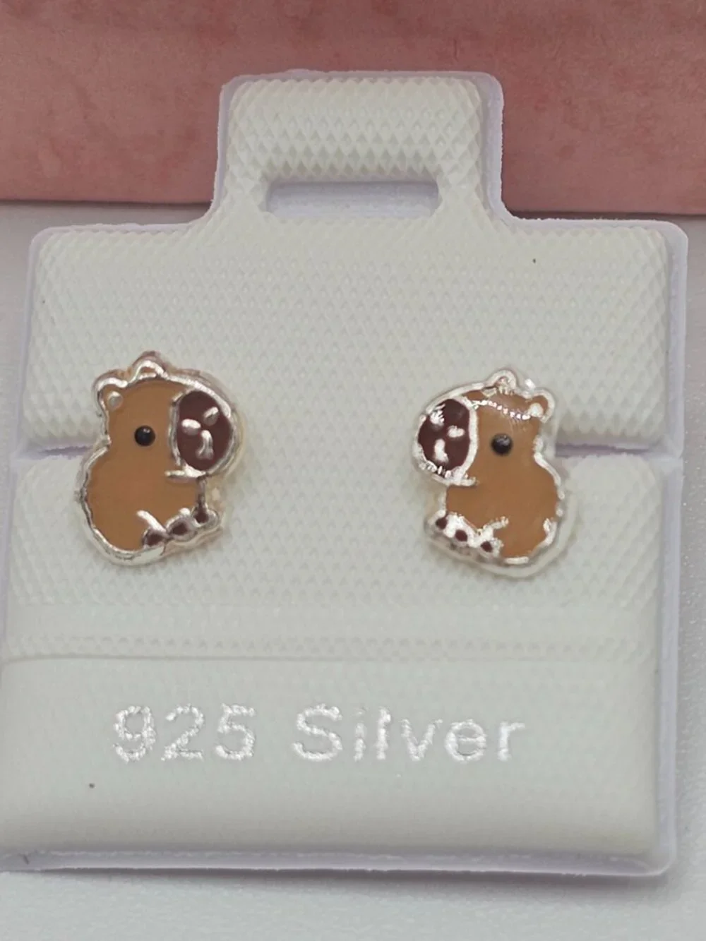 Sterling Silver 925 High Polished Capybara Screw Back Stud Earrings